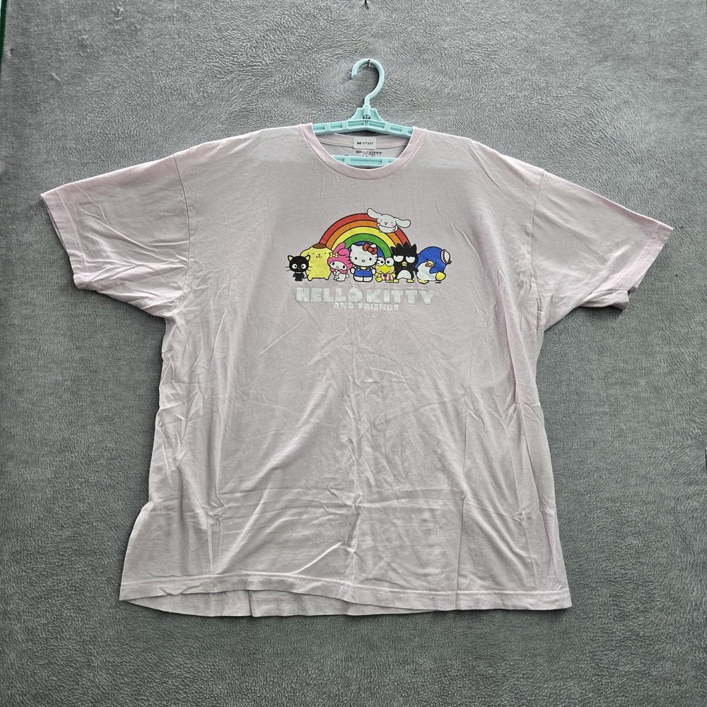 Hello Kitty Men Shirt 3XL (54/56) Pink Graphic Print Friends Short Sleeve